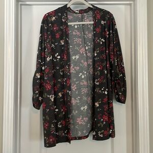 Gray floral cardigan